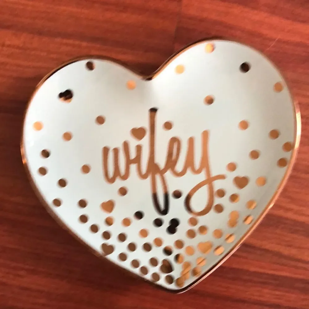 Wifey trinket jewelry heart tray holder